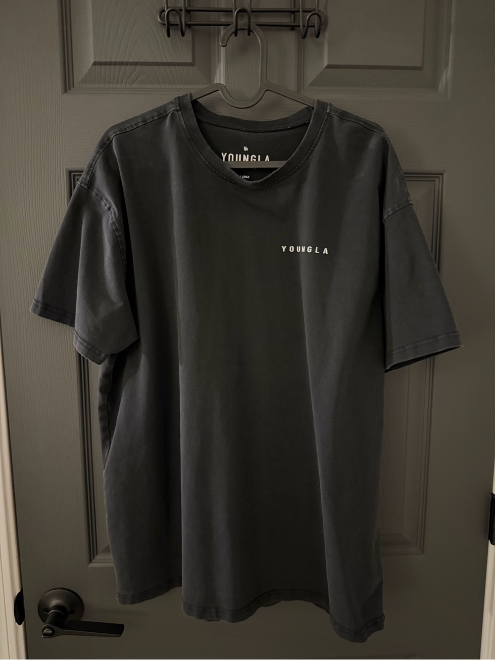 YoungLA Men's Charcoal Black Logo Tee